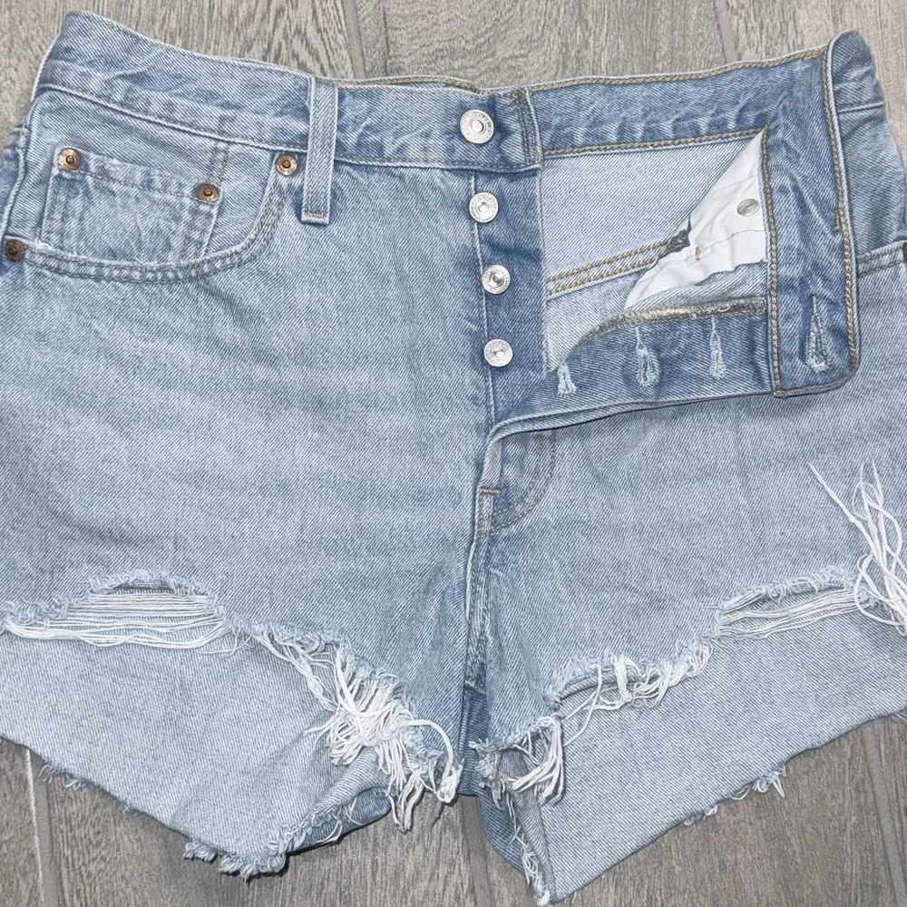 Levi's 501 Original High Rise Denim Shorts W29 Button Fly Distressed